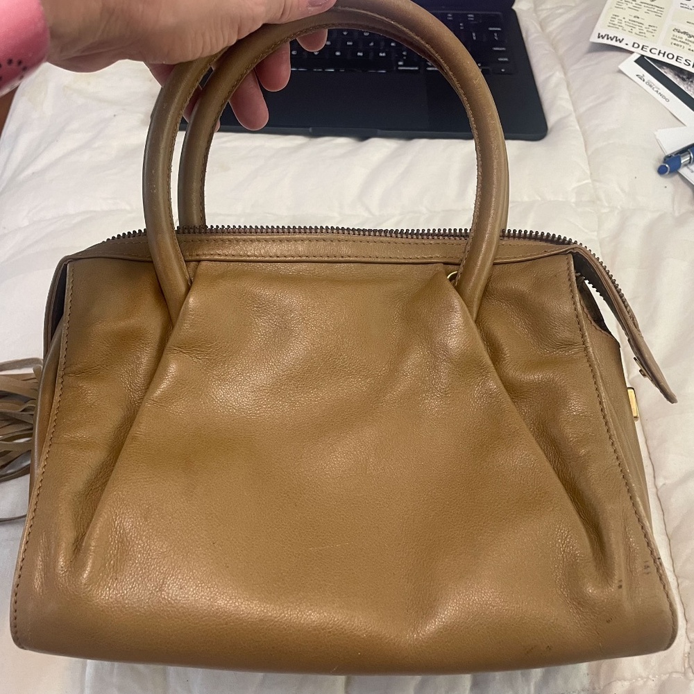 Fendi Tan/Brown Leather 2 Way Purse w/Strap,AUTHENTIC - Picture 3 of 16